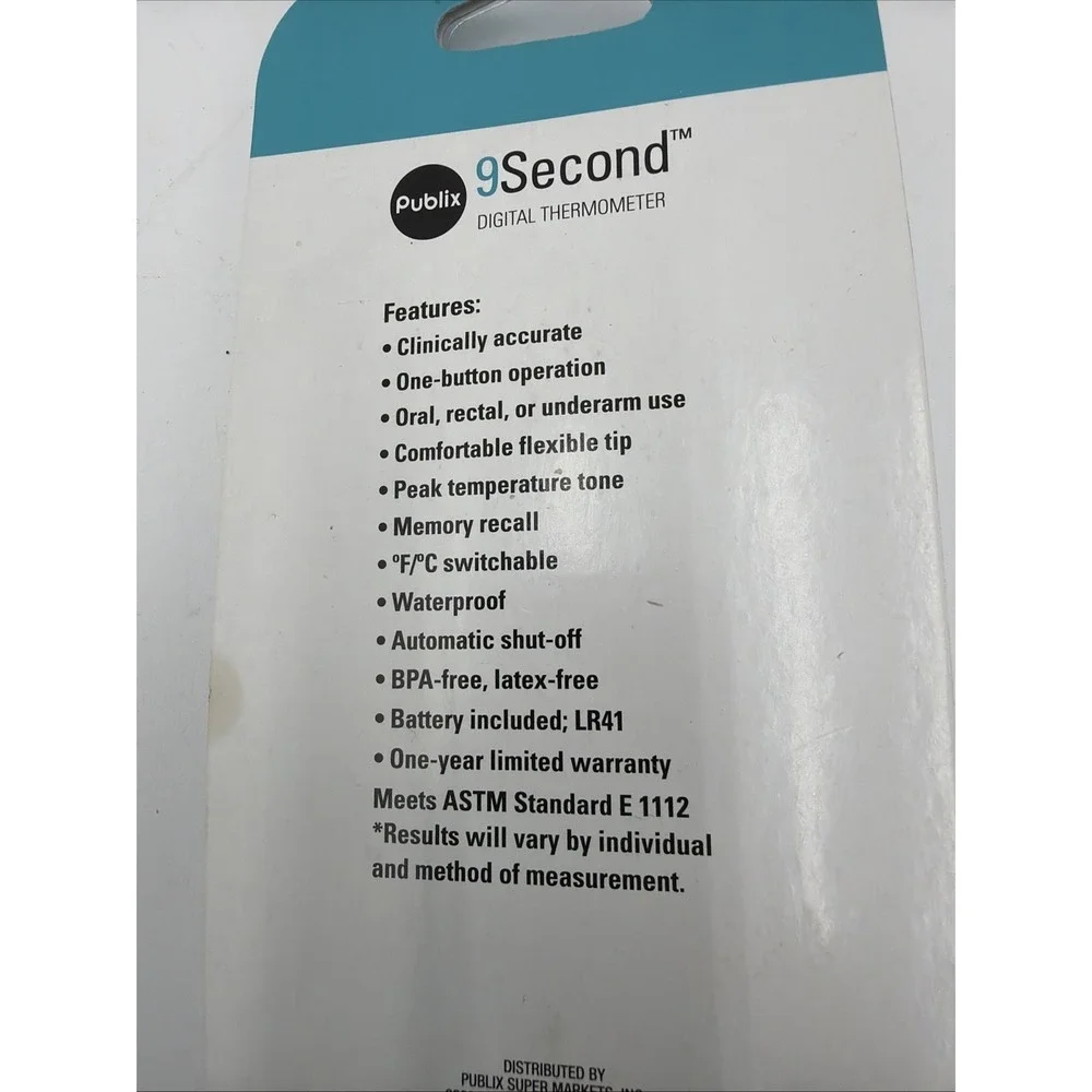 Publix 9 Second Digital Thermometer Adult Child Fever Alarm